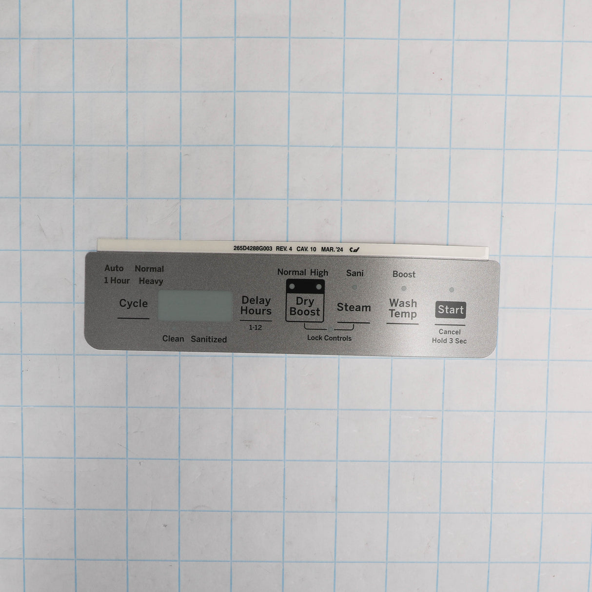 GE WD34X29863 Genuine OEM Gray Control Panel Overlay