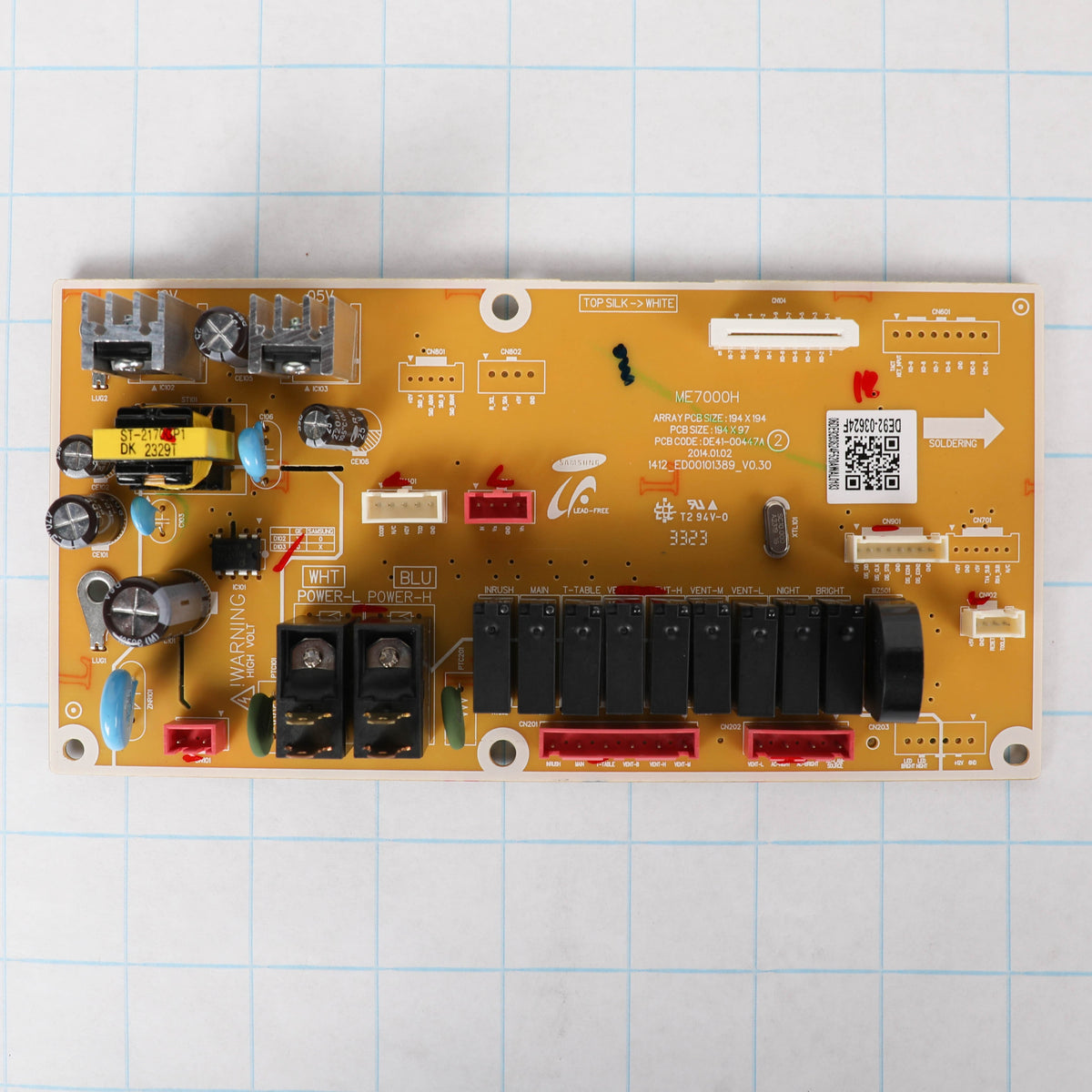 Samsung DE92-03624F Microwave Main Control Board, PCB Main Assembly