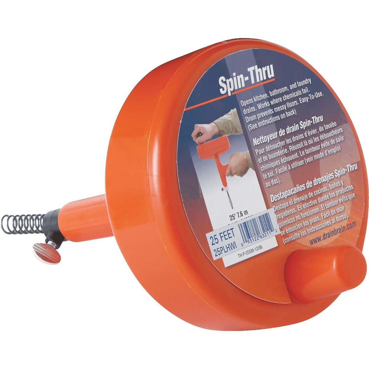 General Pipe Cleaners Spin-Thru 25PL Plastic Drum Auger, 25 ft