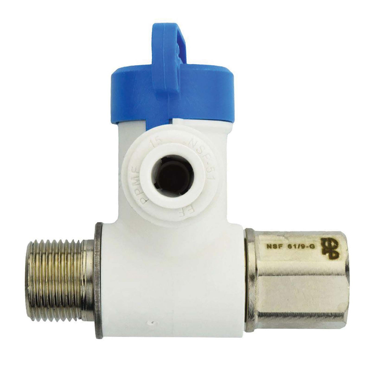 John Guest ASVPP1LF 3/8" x 3/8" x 1/4" White Polypropylene Angle Stop Adaptor Valve