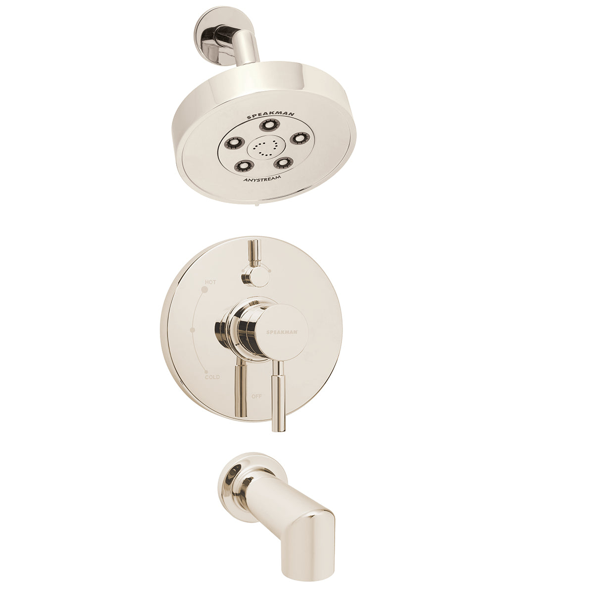 Speakman Neo SM-1430-P-PN Shower and Tub Combination with Diverter Valve Polished Nickel Finish - 2.5 GPM
