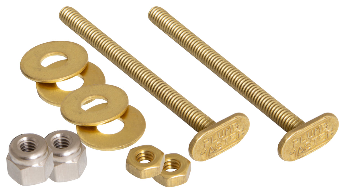 PlumbMaster Approved 43860 Solid Brass Quality Closet Bolt (Retail & Pair), 1/4" Diameter x 2-1/4" Length