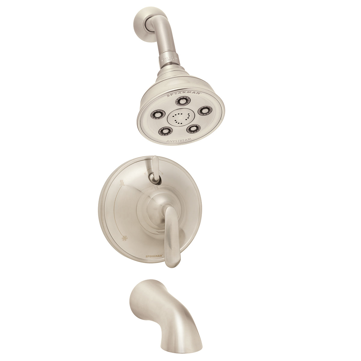 Speakman Caspian SM-7430-P-BN Shower and Tub Combination with Diverter Valve Brushed Nickel Finish - 2.5 GPM