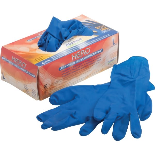 PlumbMaster Approved HER009 Adenna Hero Heavy Weight Powder Free Exam Grade Latex Gloves, XXL, Blue