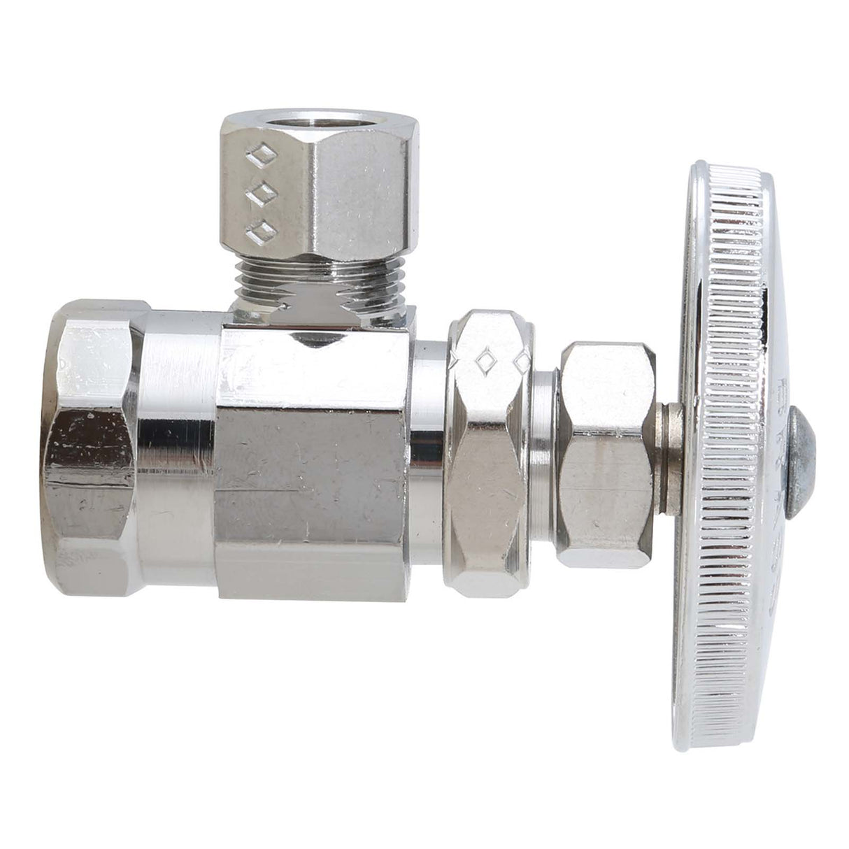 1/2" FIP x 3/8" OD Compression Chrome Plated Brass Multi-Turn Angle Stop