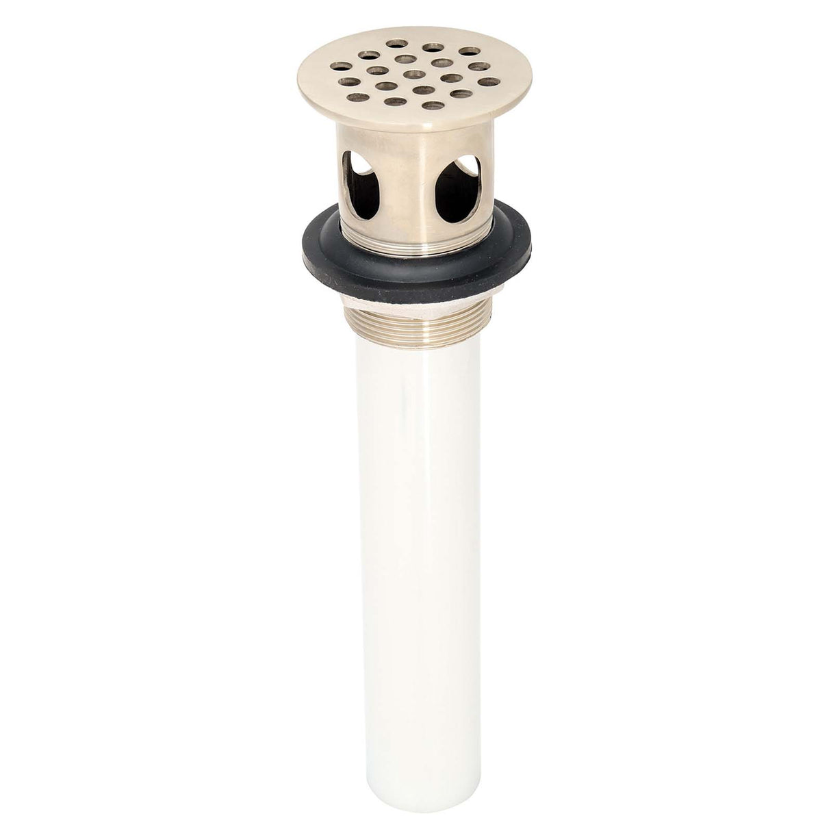 PlumbMaster Approved 56496 1-1/4 x 6" Grid Drain with Overflow Holes Brushed Nickel