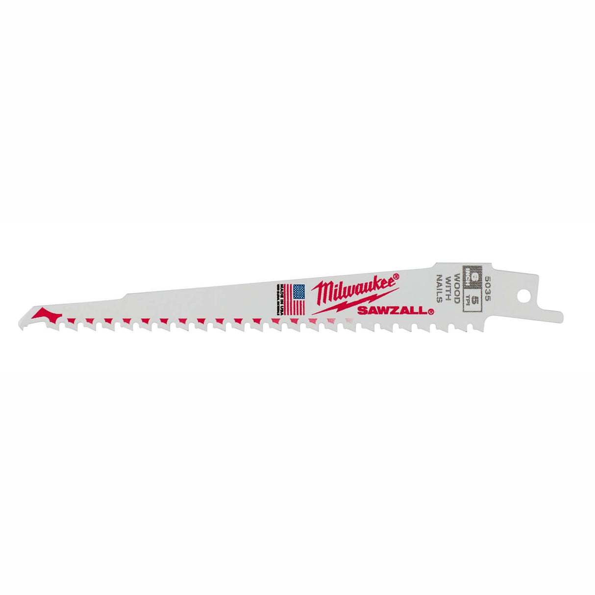 Milwaukee 48-00-5035 6" 5TPI Sawzall Blades, Thin Kerf, Wood (5 pack)