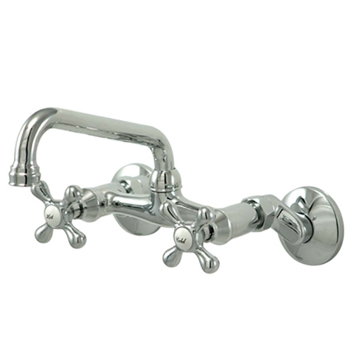 96533+ Kingston Brass 96533 No-Lead Solid Brass Wall Mount 6" Widespread Adjustable Center Kitchen Faucet, 1.8 gpm
