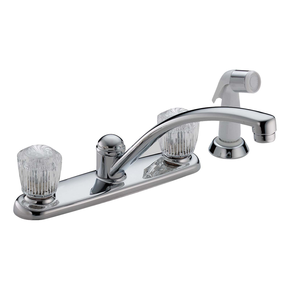 Delta 2402LF Classic Series Two Handle Kitchen Faucet, Side Spray, Chrome