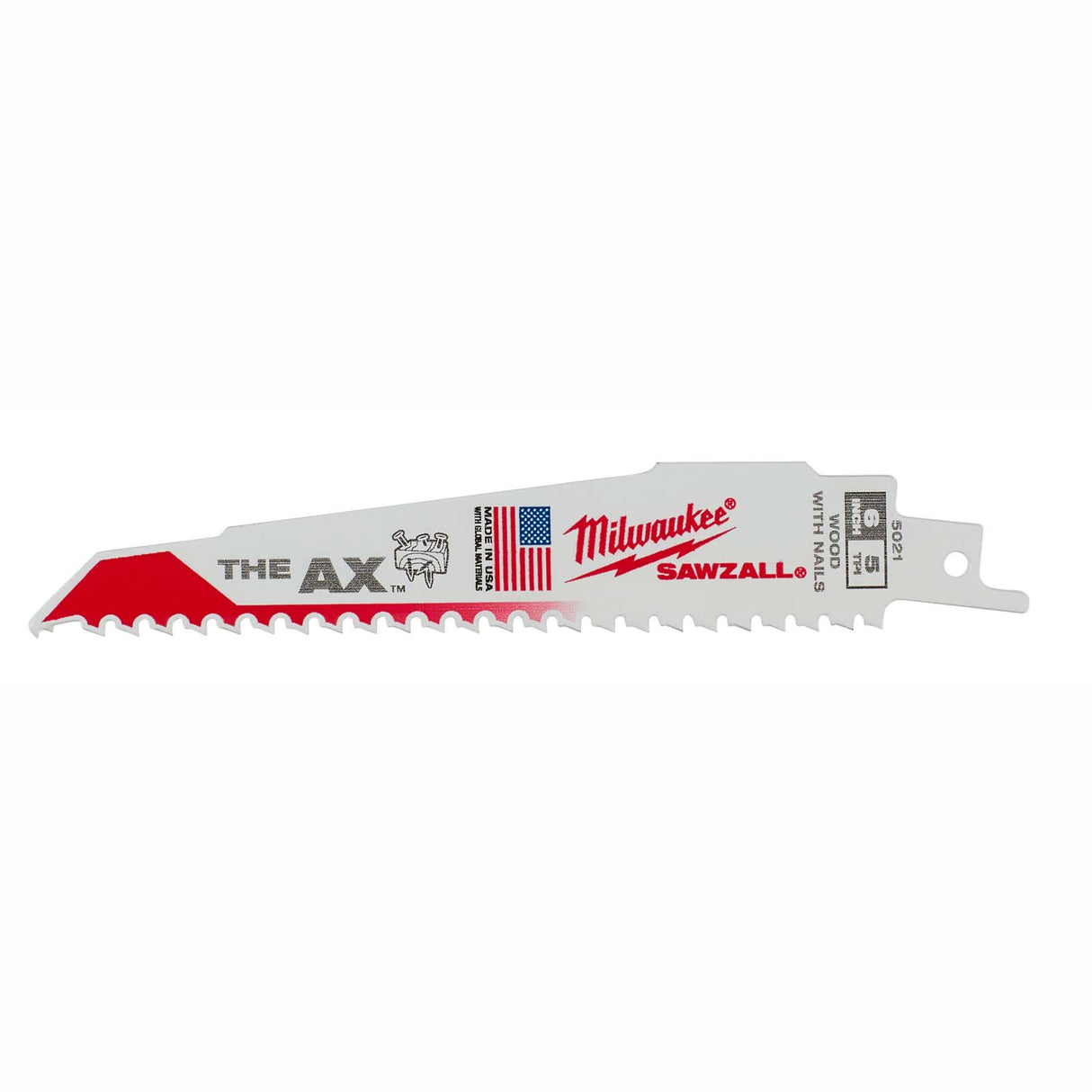 Milwaukee 48-00-5021 6" 5TPI Sawzall Blades, The Ax, Wood (5 pack)
