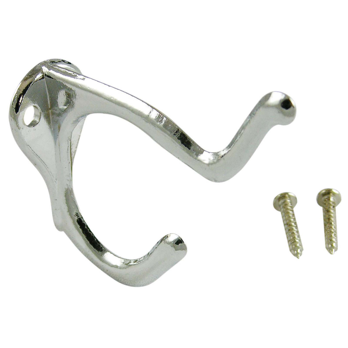 S Parker Hardware 0902PCH Die Cast Zinc Two Prong Hook, Chrome Plated