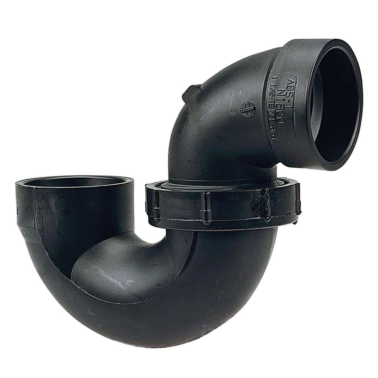 NIBCO I005950 1-1/2" Hub DWV P-Trap with Union ABS Black