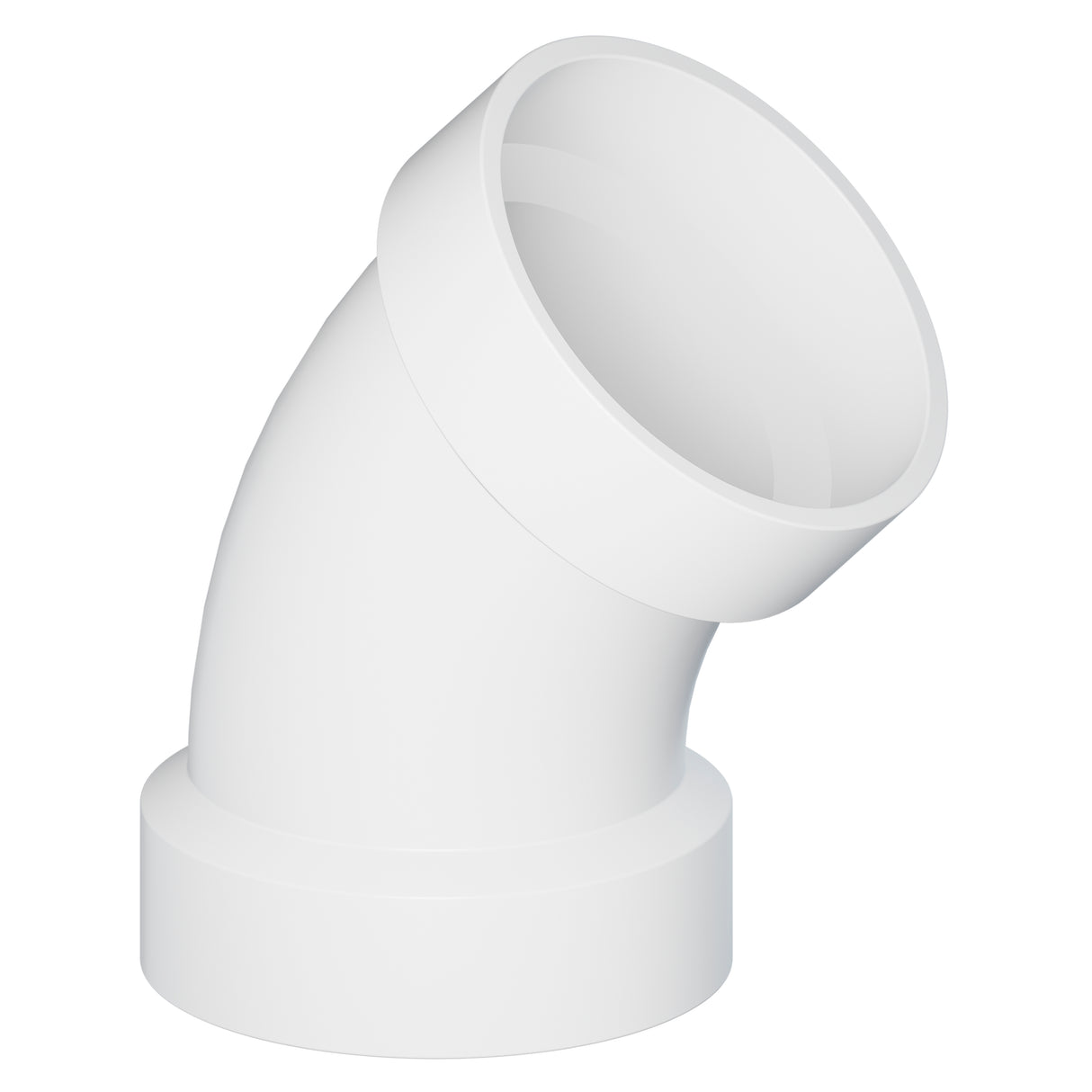 3" Hub PVC SCH 40 DWV Elbow 45° White