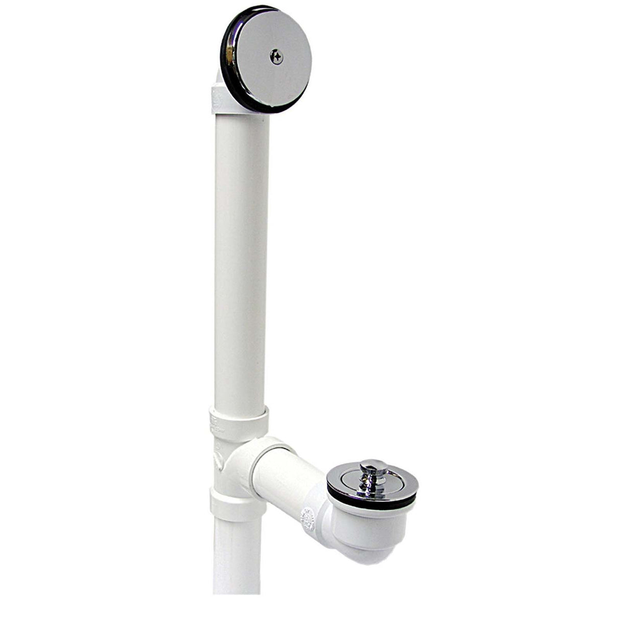 Sioux Chief 973-6101C01 1-1/2" SCH 40 PVC Twist N Close Bath Drain White with Chrome Plated Trim