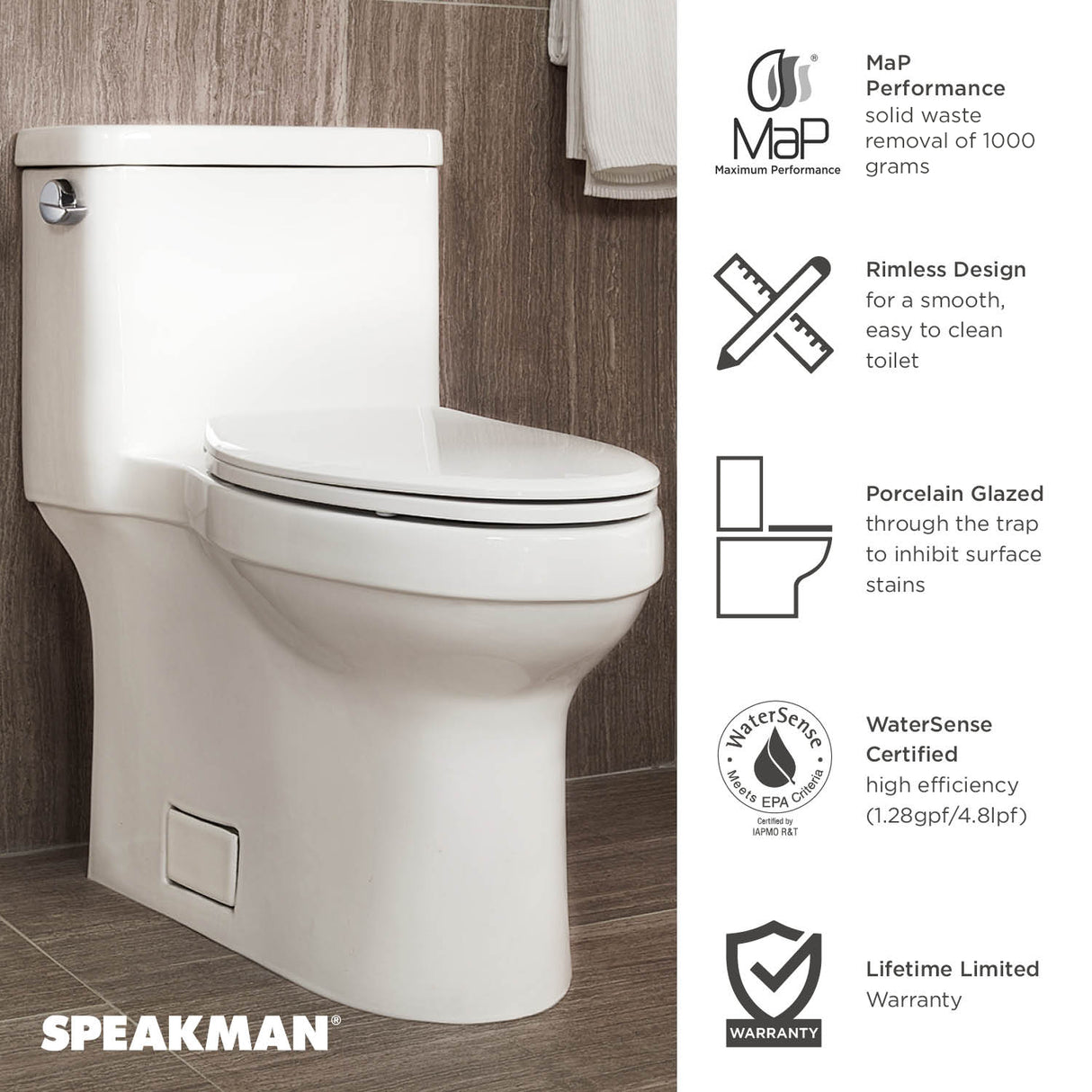 Spekaman Glenwynn T-5001-E Skirted One Piece Toilet