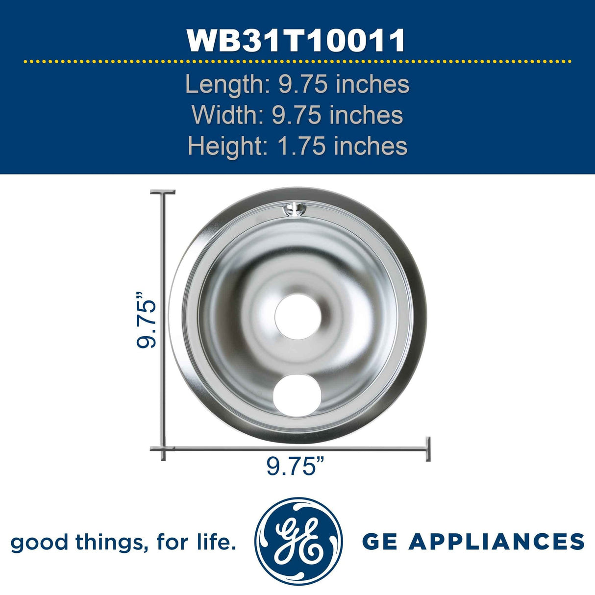 GE WB31T10011 8 INCH CHROME BURNER BOWL - ELEC