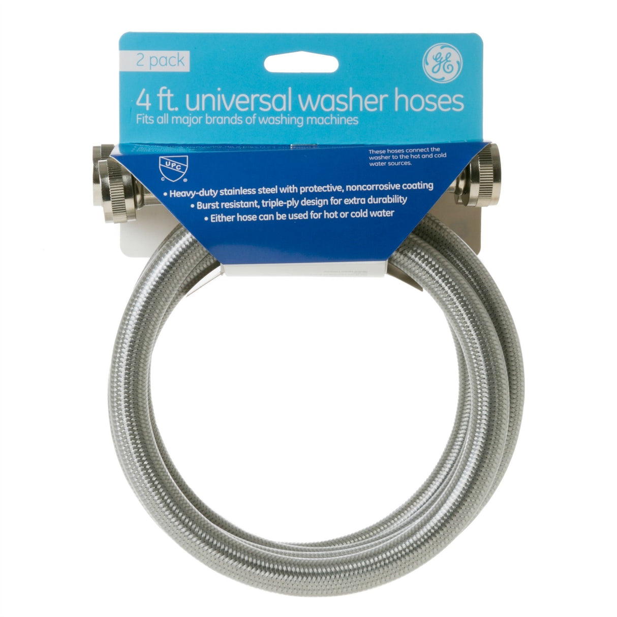 GE PM14X10005 Genuine OEM Universal 4' Ss Inlet Hoses - 2 Pack