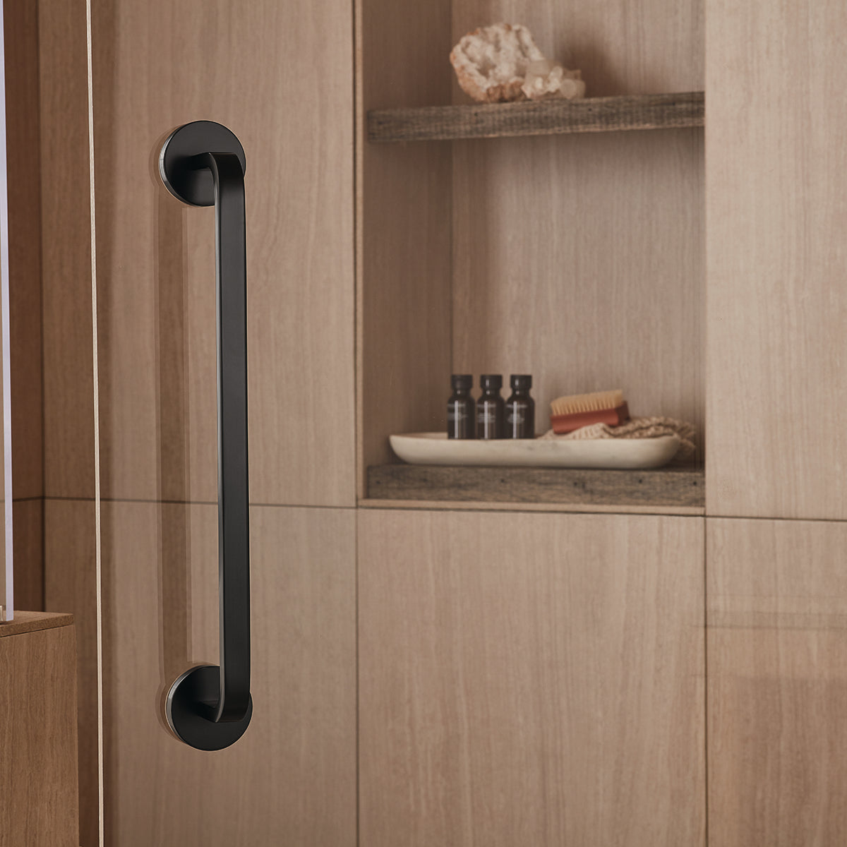 SH-2704-MB Vector 14in. Vertical Bar for Glass Shower Door in Matte Black