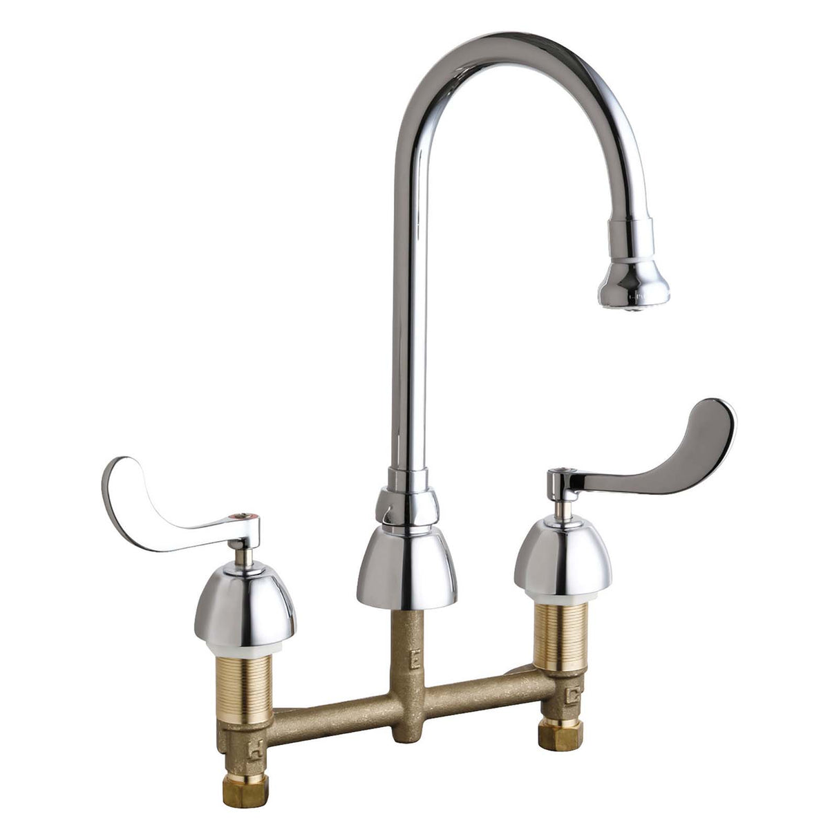 Chicago Faucets 786-ABCP No-Lead Brass Deck Mount Universal Concealed Hot and Cold Water Sink Faucet, 1.5 gpm
