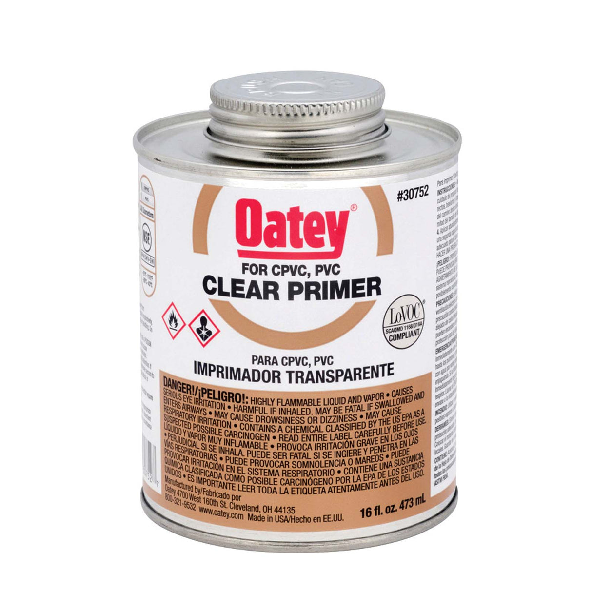 Oatey 30752 Clear Low VOC Primer, 16 oz Pint