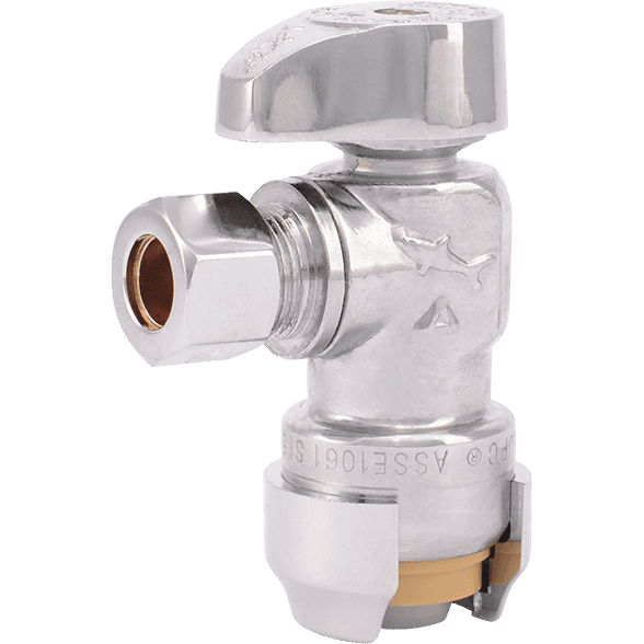 1/2 in x 3/8 in Compression - Brass Push Angle Stop