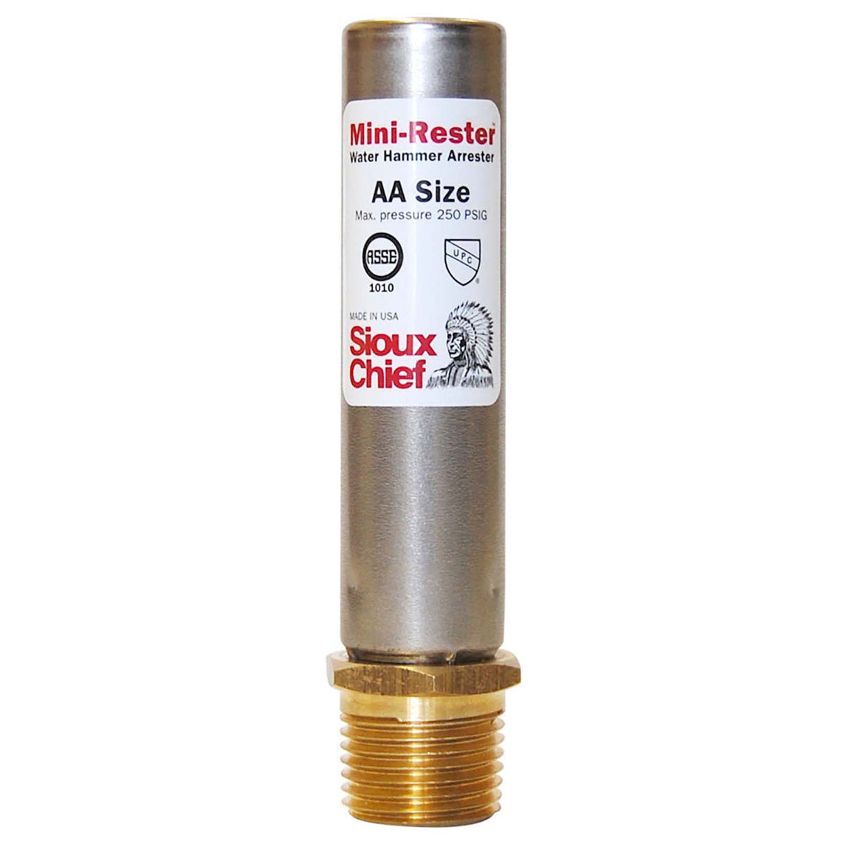 Sioux Chief MiniRester 660-G2B 660 Series 304 Stainless Steel No-Lead Water Hammer Arrester, 1/2" MIP Thread (Straight)