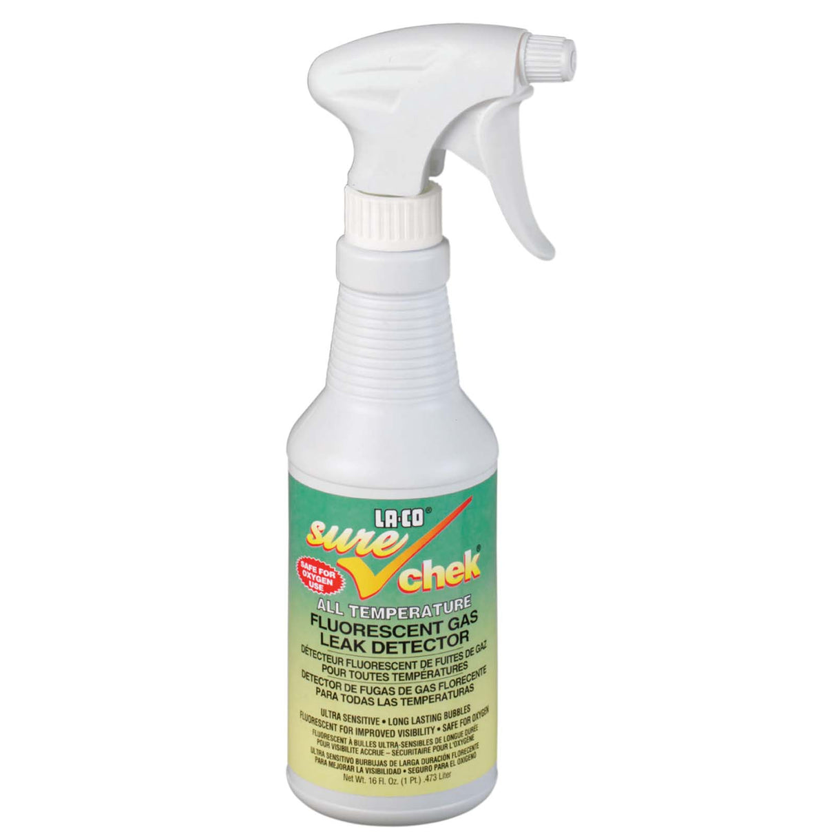LA-CO Sure-Chek 32850 Blue Green Liquid Fluorescent Gas Leak Detector, 1 pt Trigger Spray Bottle