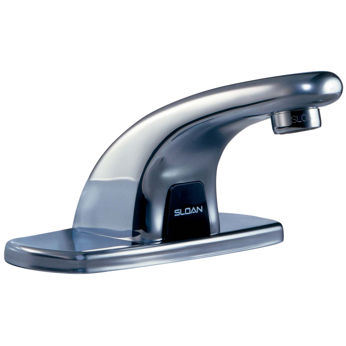 Sloan EBF-615-4 Optima Battery Powered, Deck Mounted, IR Faucet, 0.5 gpm, Single Hole, 4" Trim Plate, Chrome