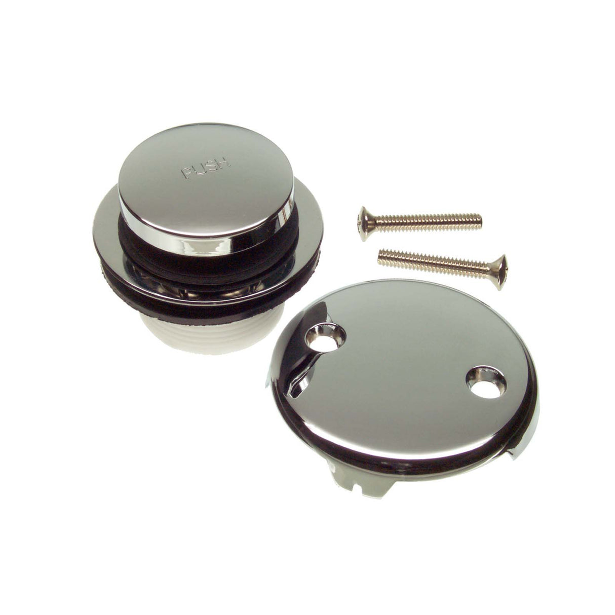 PlumbMaster Approved 88981 Chrome Touch Toe Overflow Plate with Bath Drain Assembly