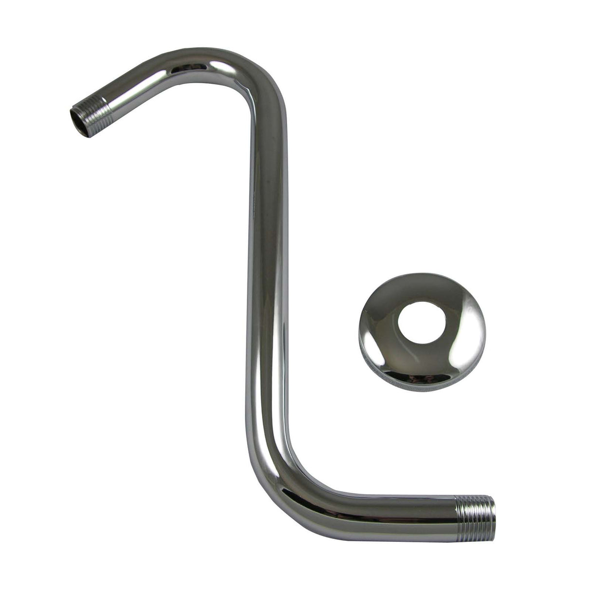 PlumbMaster Approved 51128 Solid Brass Shower-Up Shower Arm with Flange, Chrome Plated, 11"