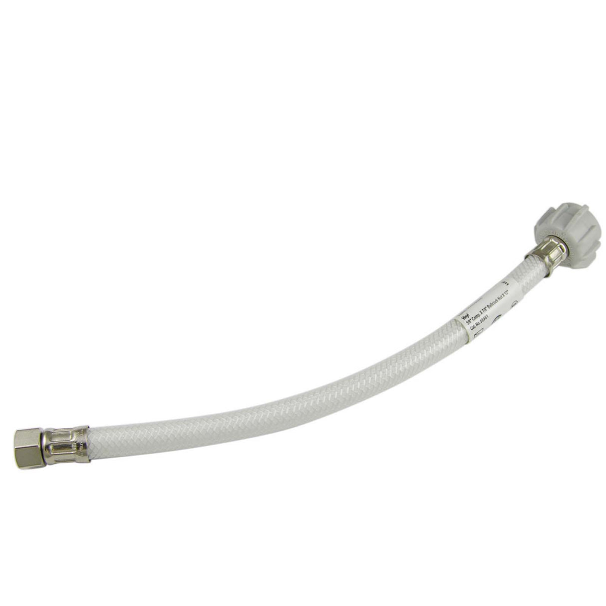 PlumbMaster Approved V387812 3/8" Compression x 7/8" Ballcock x 12" L Nickel Plated Brass Water Connector with Plastic Nut