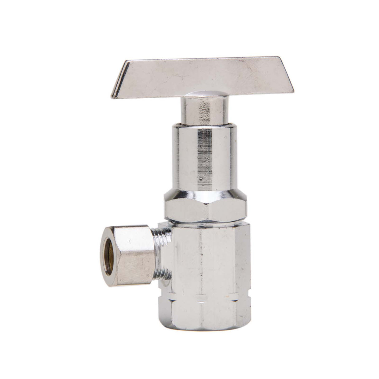 PlumbMaster Approved 52219NL 3/8" IPS x 3/8" OD Compression Chrome Plated (Lead Free) Angle Stop with Loose Key
