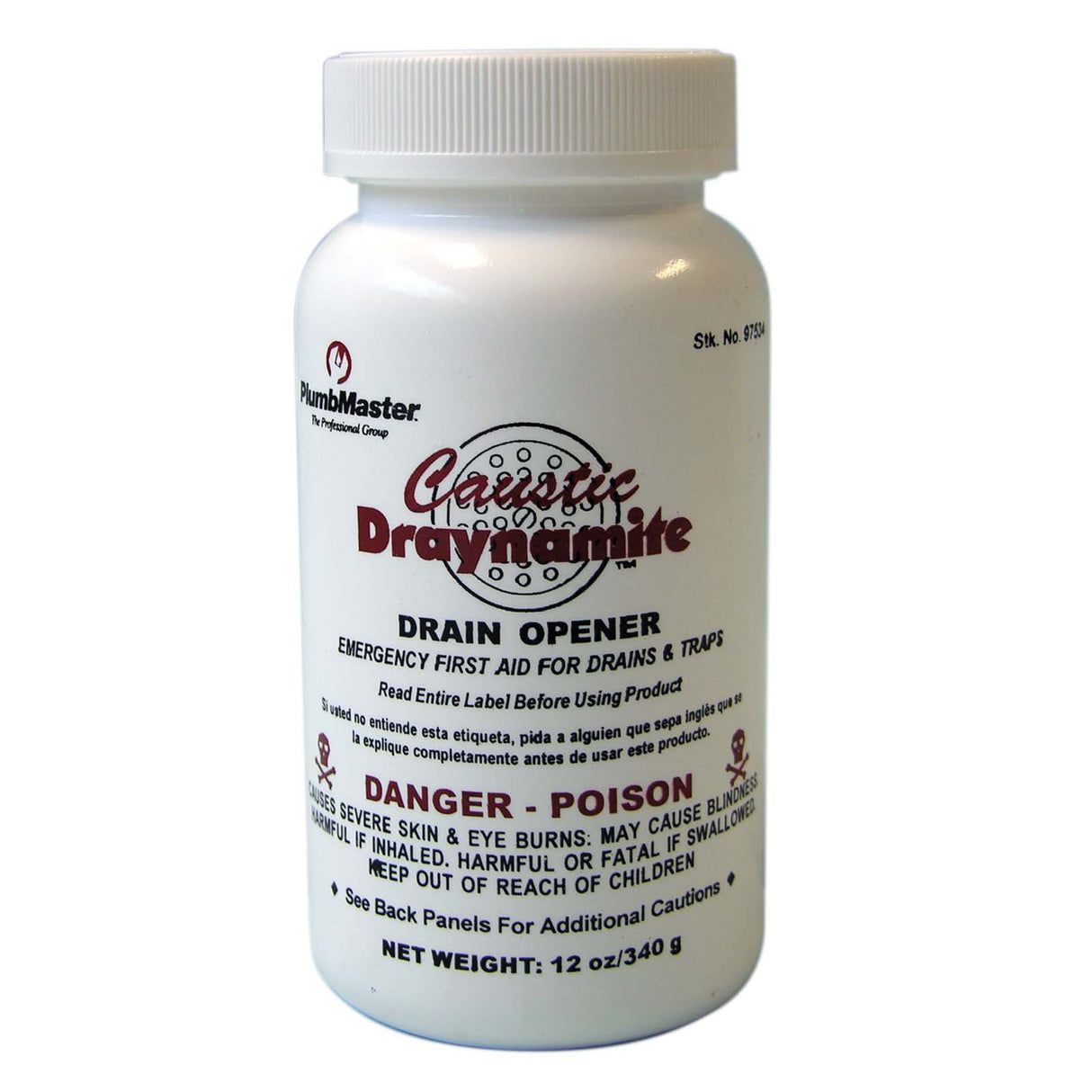 PlumbMaster Pro Series Caustic "Draynamite" Drain Opener (24/Case), 12 oz Container