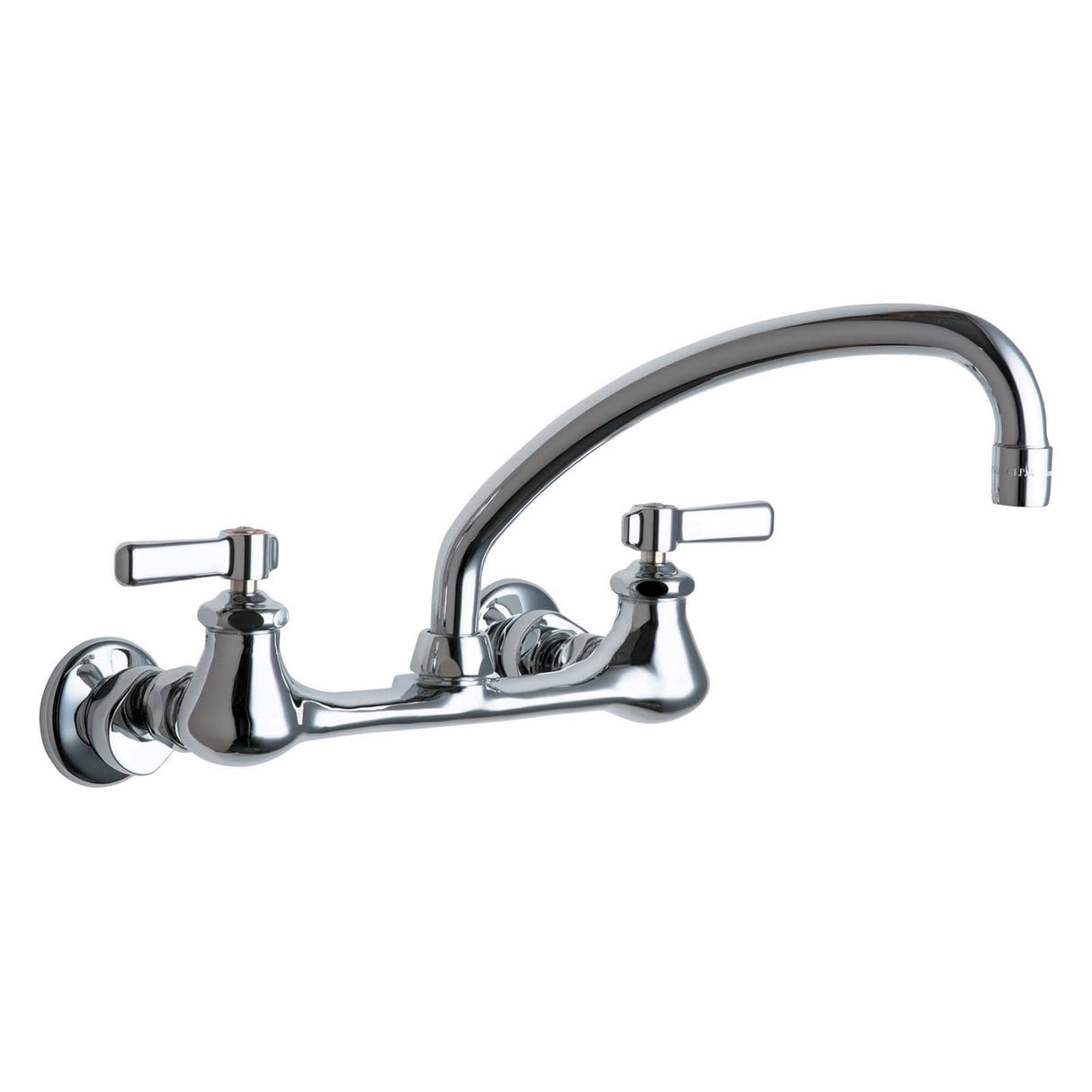 Wall Mounted Centerset Universal Hot and Cold Water Sink Faucet with 8" Centers, Lever Handles