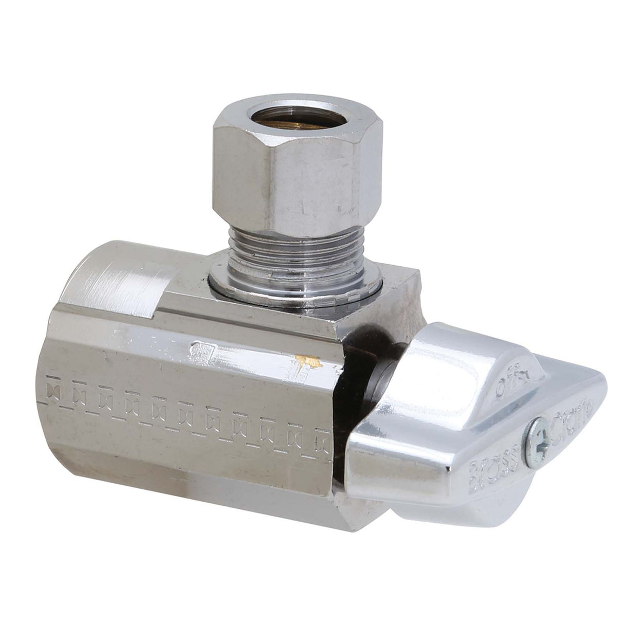 BrassCraft KTR17X C 1/2" FIP x 3/8" OD Compression Chrome Plated Brass (Lead Free) 1/4-Turn Angle Ball Stop