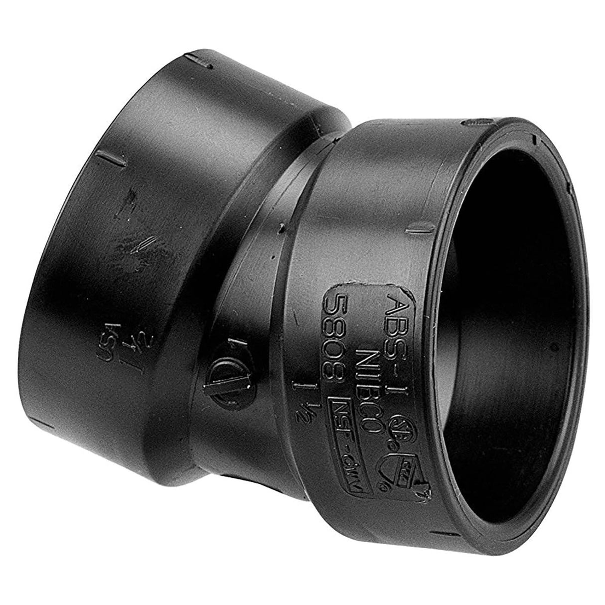 NIBCO I079400 3" Hub SCH 40 DWV 22-1/2° Elbow ABS Black