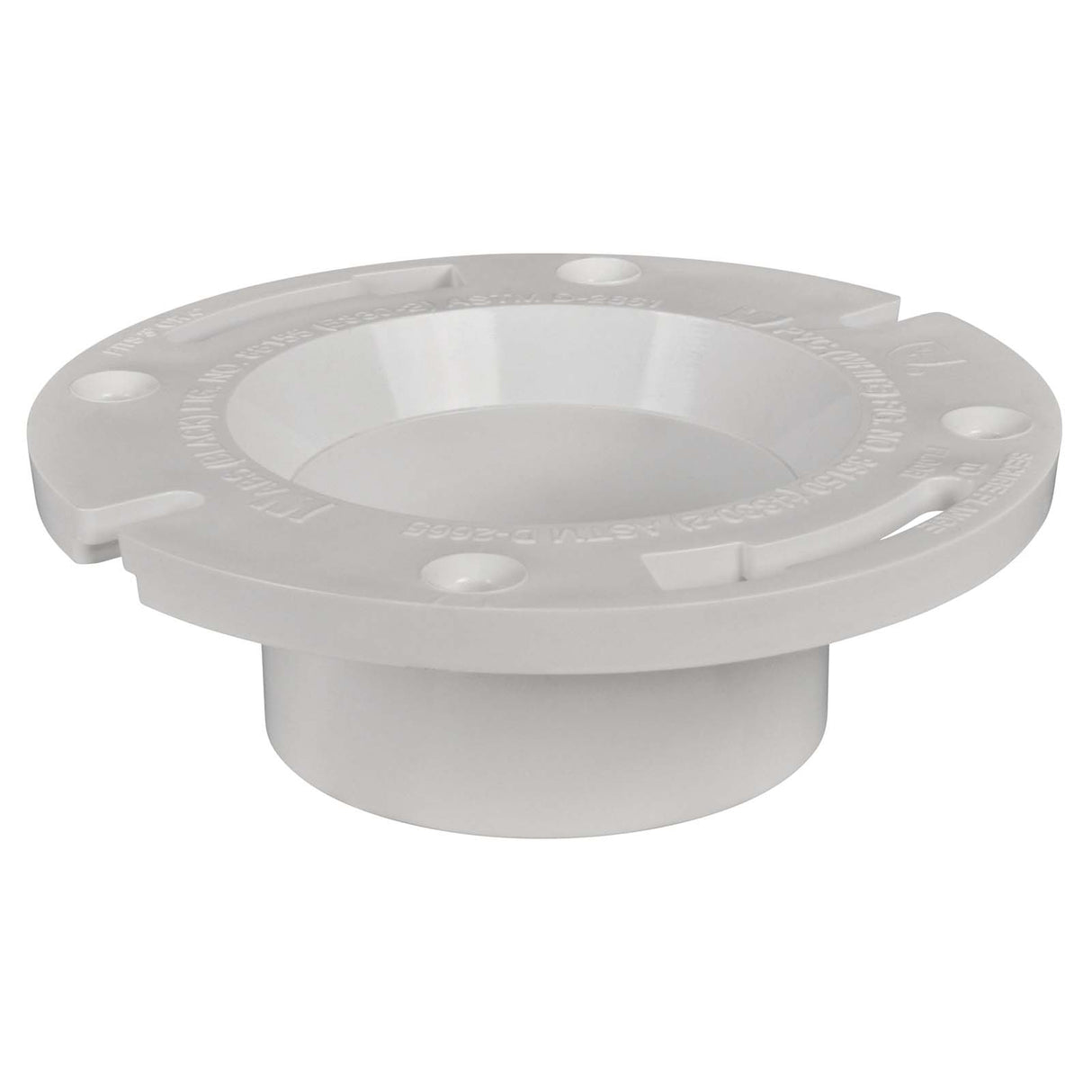 IPS Corp 86150 White PVC Standard Pattern Closet Flange without Knockout and Pipe Stop, 4" Dia x 3" Height