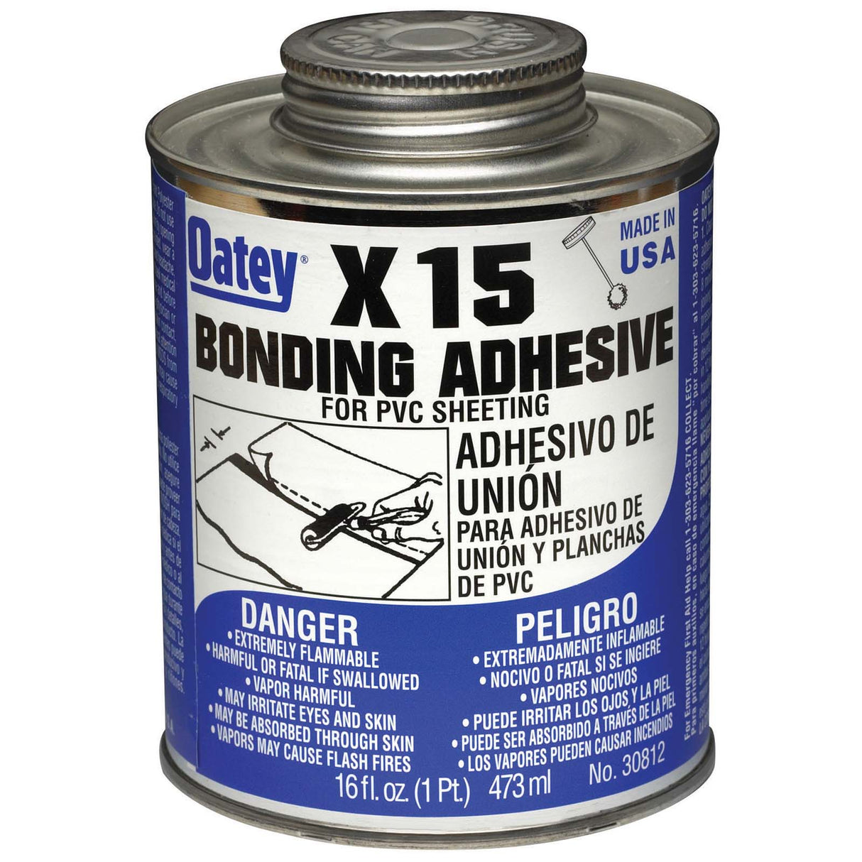 Oatey X-15 30812 LO-VOC PVC Bonding Adhesive, 16 oz Can, Clear