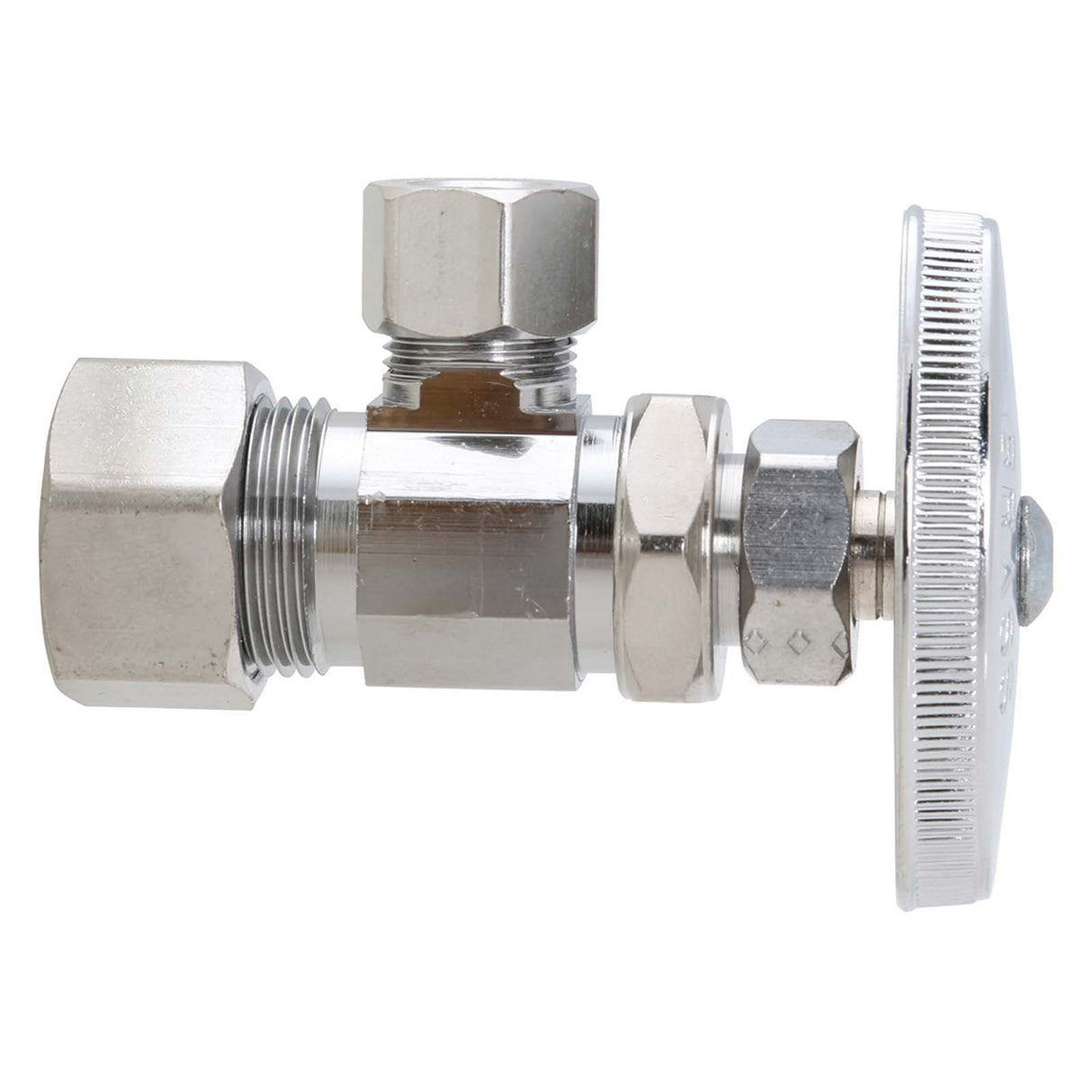 1/2" Compression x 3/8" OD Compression Chrome Plated Brass Multi-Turn Angle Stop