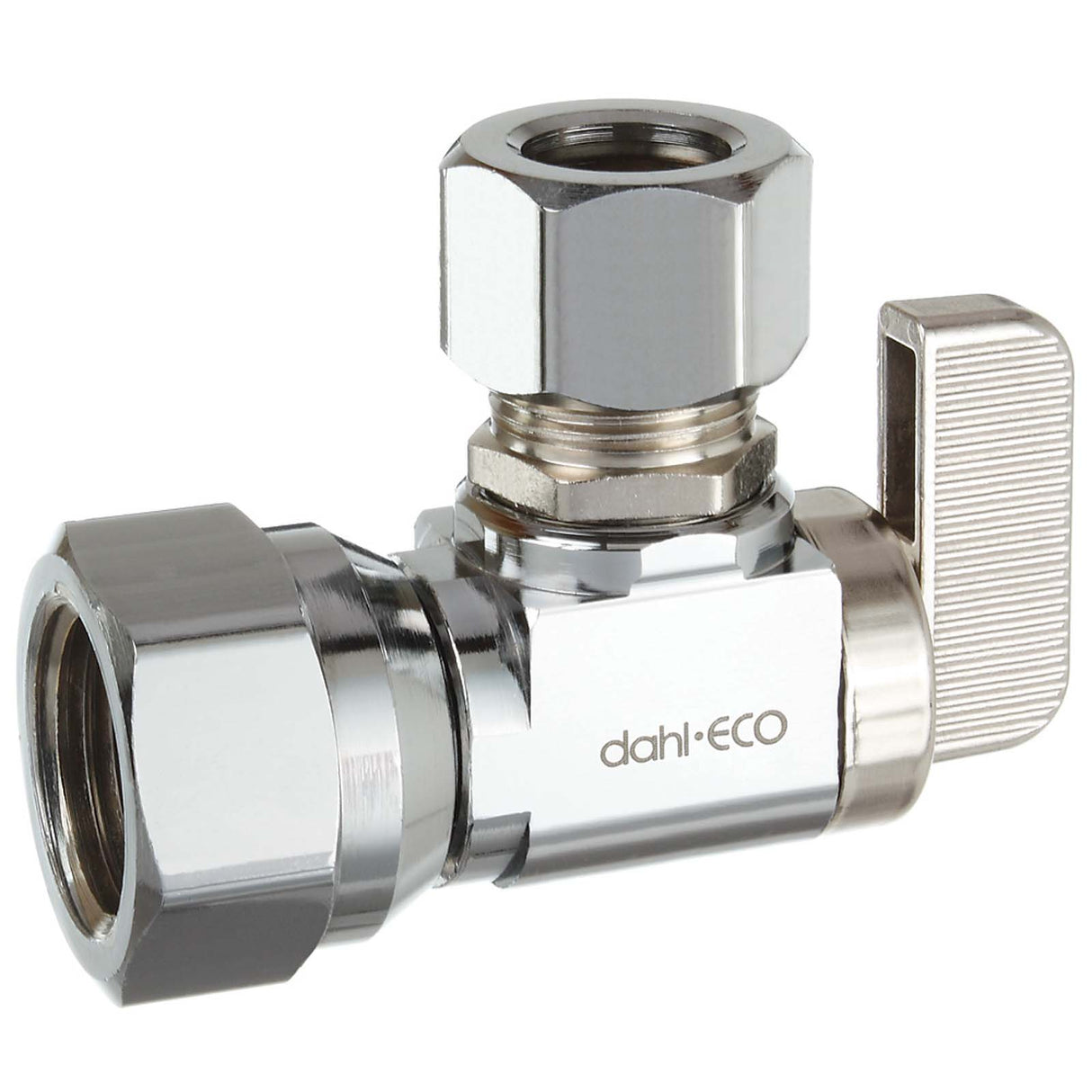 Dahl 611-53-32 1/2" FIP Inlet x 1/2" Copper Outlet Chrome Plated Brass (Lead Free) 1/4-Turn Angle Supply Stop