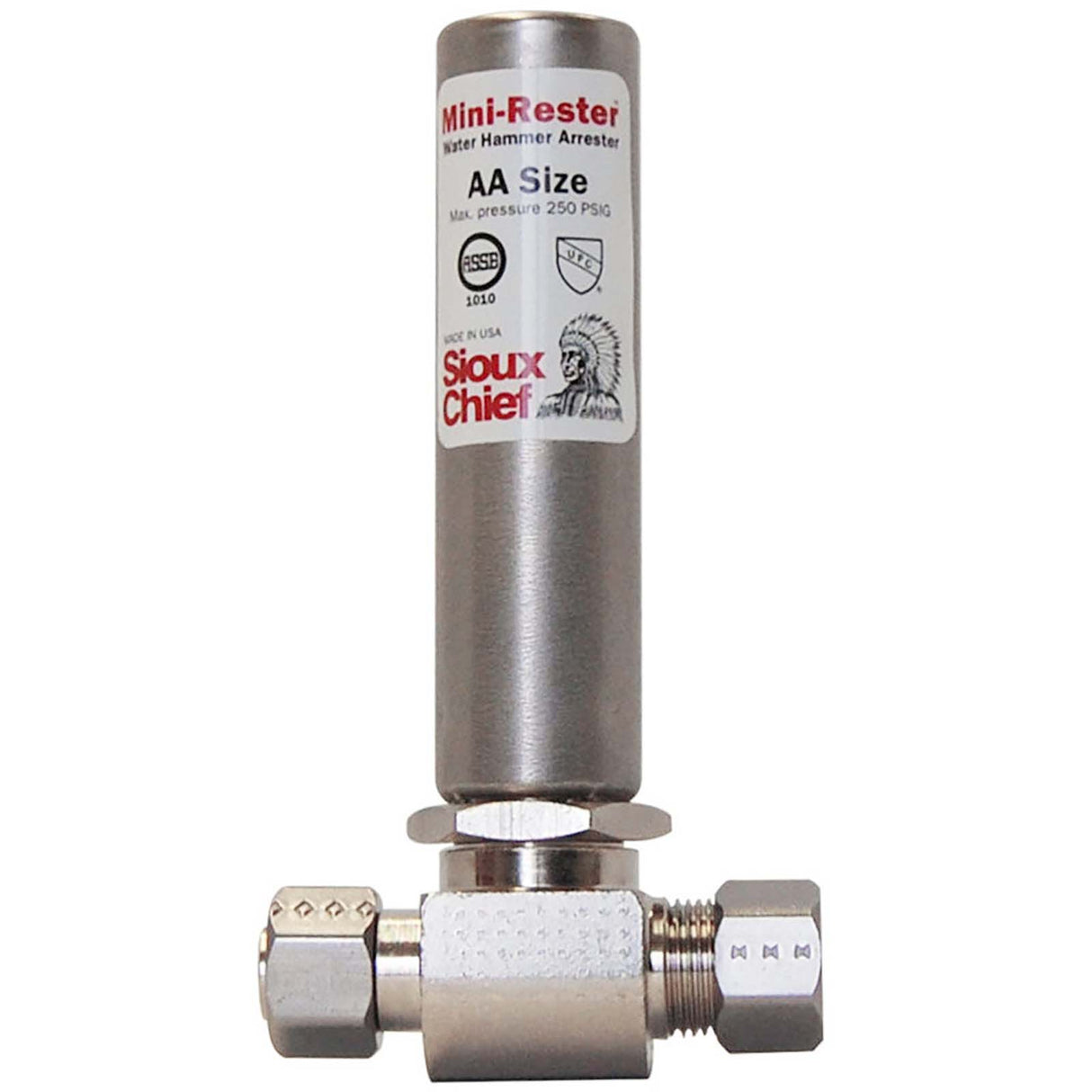 MiniRester 660-GTR Series Machined Brass No-Lead Water Hammer Arrester, 3/8 x 3/8"