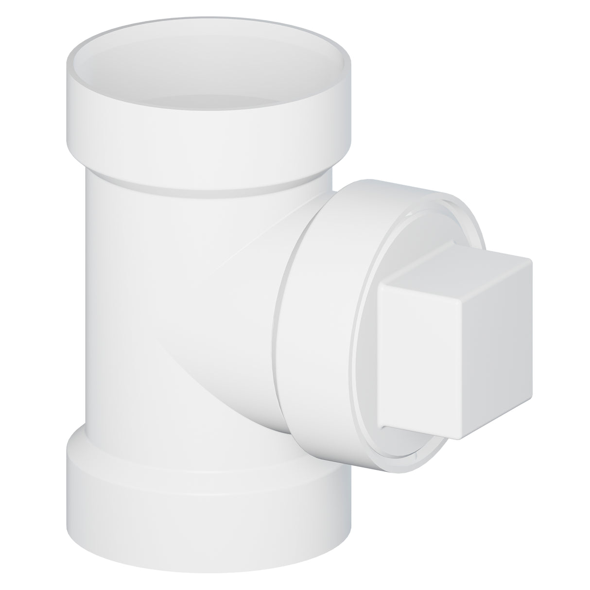 3 x 3 x 3" Hub x Hub x Cleanout PVC SCH 40 Straight Test Tee White