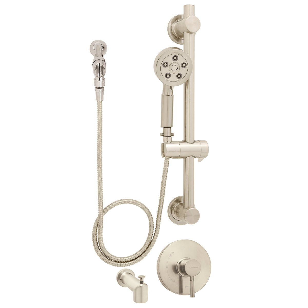 Speakman SLV-1090-ADA-BN Neo Trim, Handicap Shower and Tub System (Valve not included) Brushed Nickel Finish - 2.5 GPM