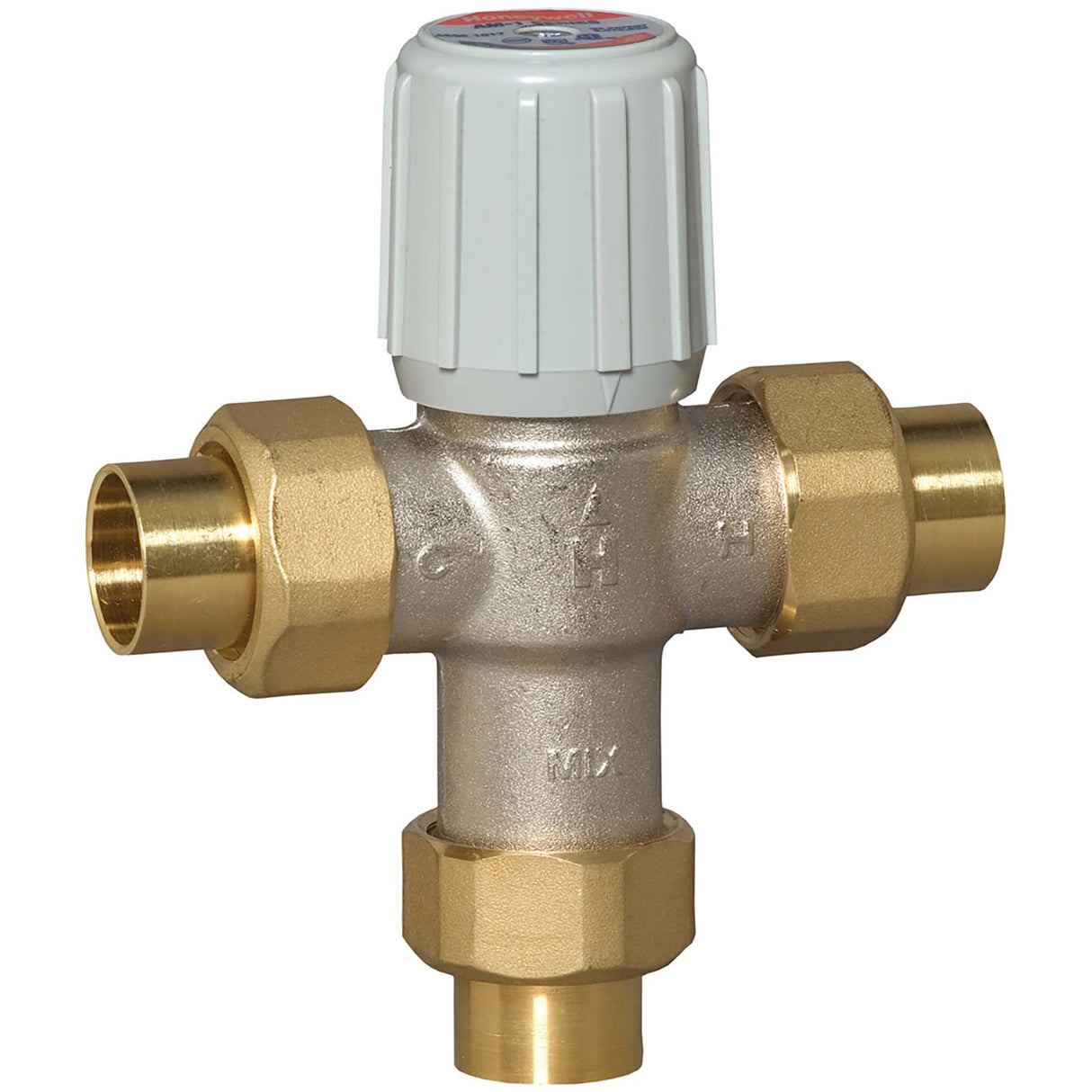 Resideo AM101-US-1LF/U 3/4" Union Sweat Mixing Valve Brass (Lead Free) Nickel Plated Teflon-Coated