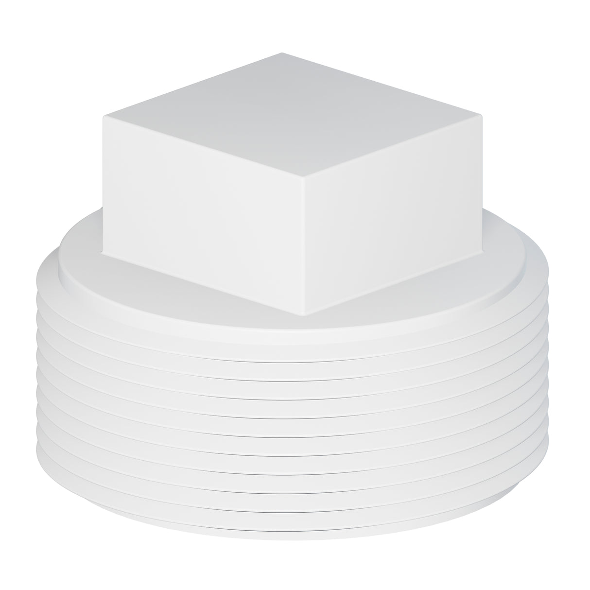 4" MIPT PVC Raised Square Head SCH 40 Pipe Plug White