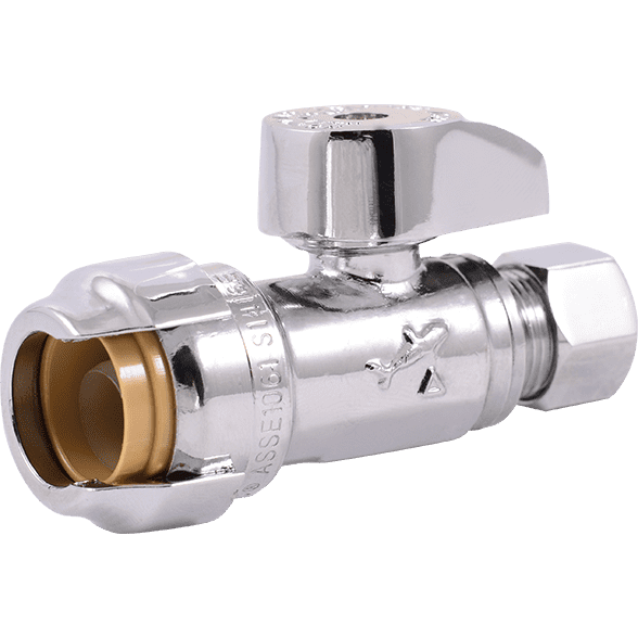 SharkBite 23037-0000LF 1/2 in x 3/8 in Compression - Brass Push Straight Stop