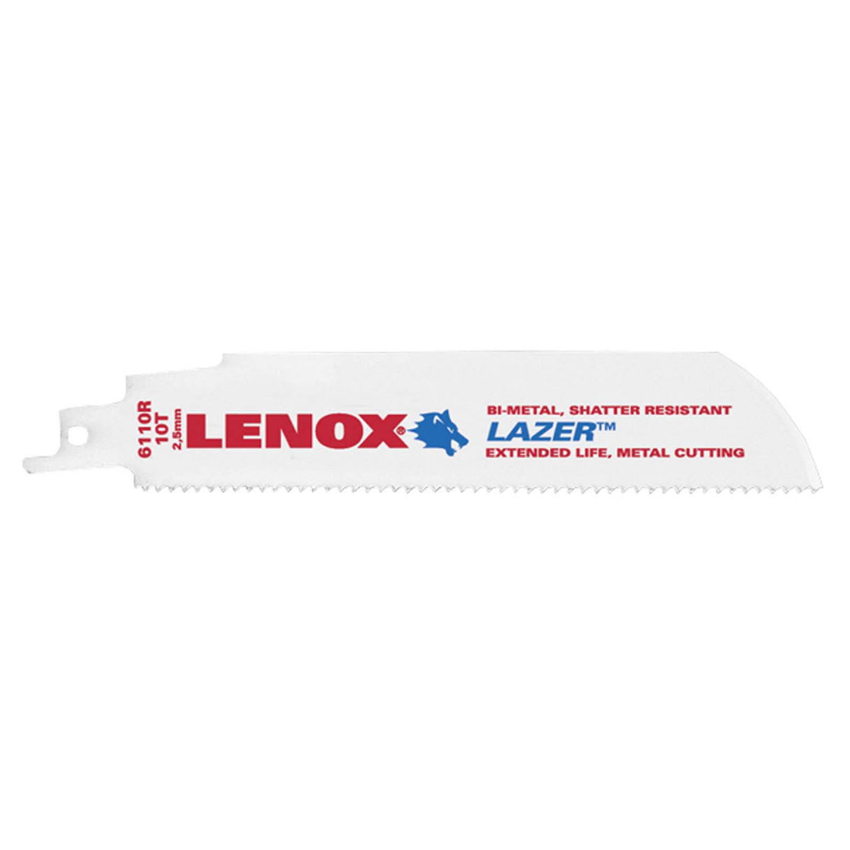 Lenox Lazer 201706110R Bi-Metal Reciprocating Saw Blade, 6" L x 1" W x 0.042" Thickness, 10 TPI (5 pack)