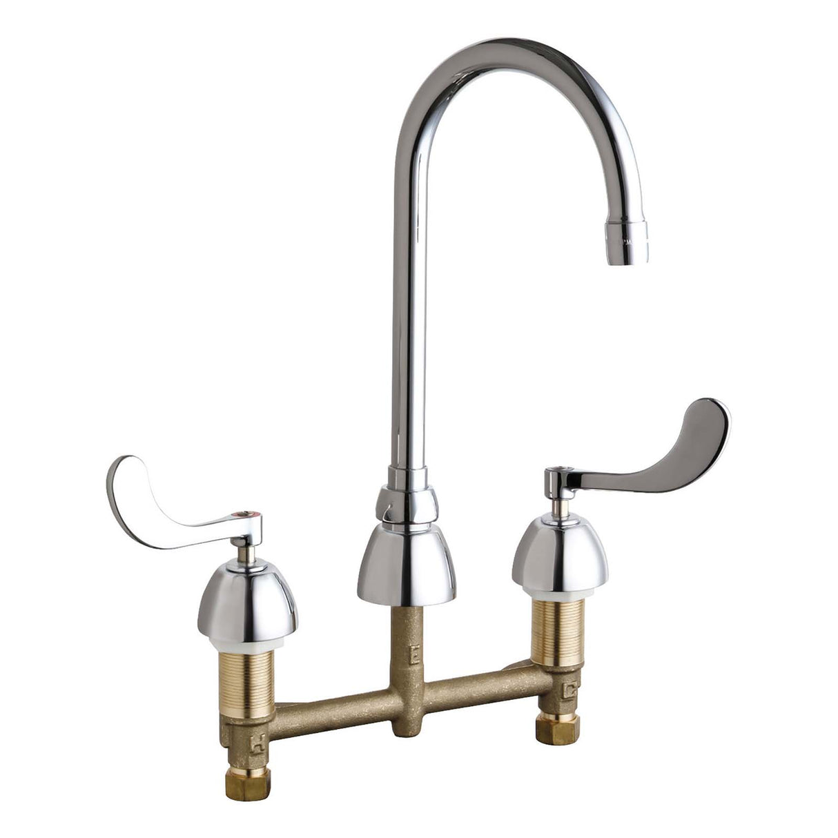 Deck Mounted Centerset Universal Concealed Hot and Cold Water Sink Faucet with 8" Centers, Wrist Blade Handles