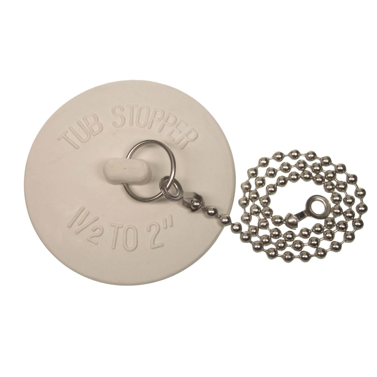 PlumbMaster Approved 35985 Rubber Universal Drain Stopper Less Chain for 1-1/2 - 2" Openings (Tub) White