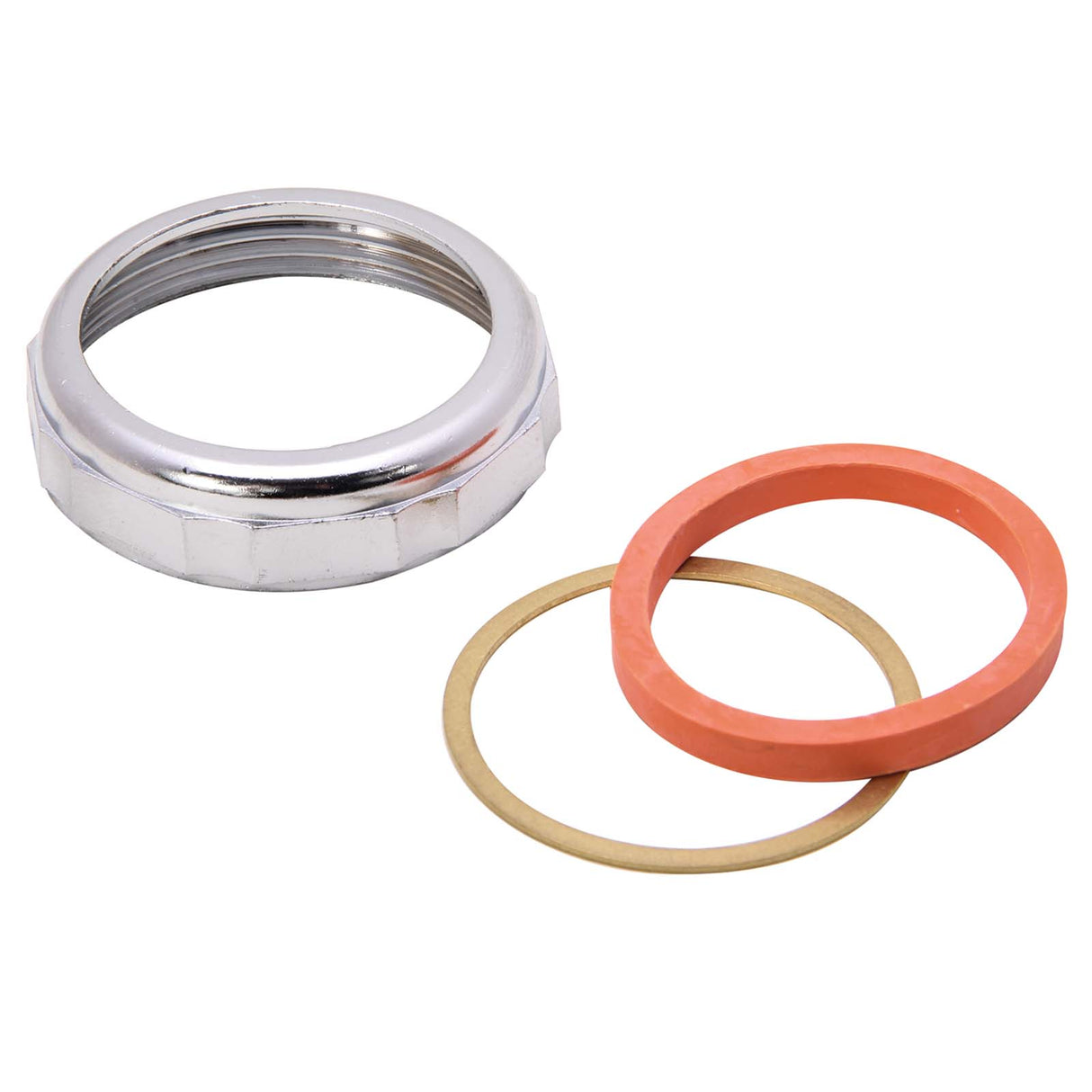PlumbMaster Approved 36723 1-1/2" IPS x 1-1/2" OD Tube 17C Triple Chrome Plated Die-Cast Slip-Joint Nut with Washer & Ring